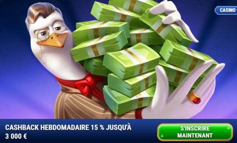 Wingaga Casino cashback hebdomadaire